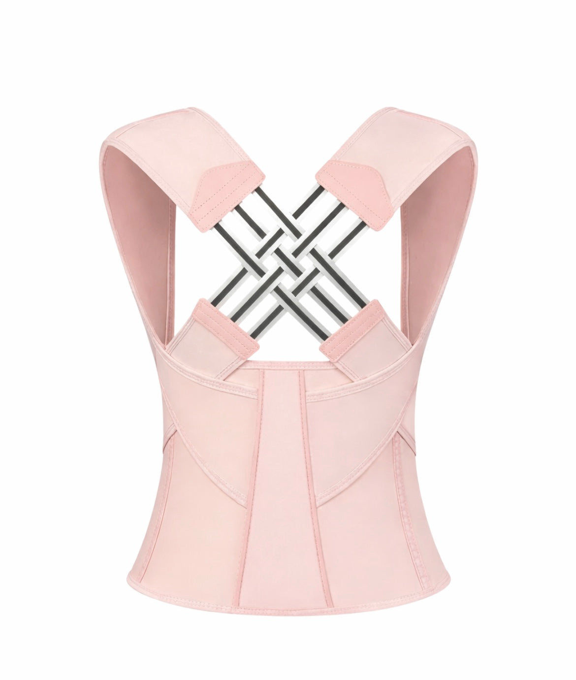 Pink waist trainer with a geometric design on a white background